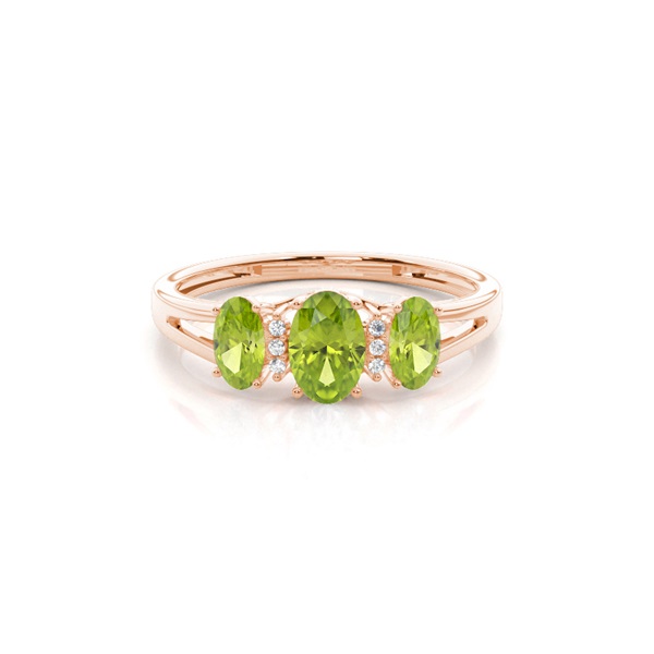 Prong Setting Peridot Three Stone Ring