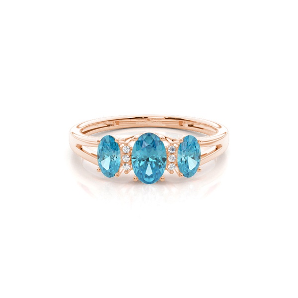 Prong Setting Blue Topaz Three Stone Ring