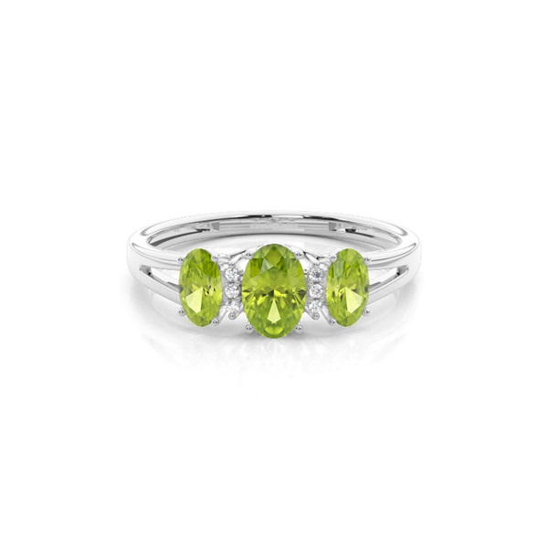 Prong Setting Peridot Three Stone Ring