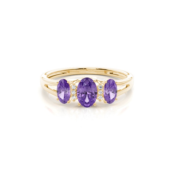 Prong Setting Amethyst Three Stone Ring