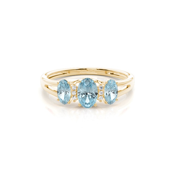 Prong Setting Aquamarine Three Stone Ring