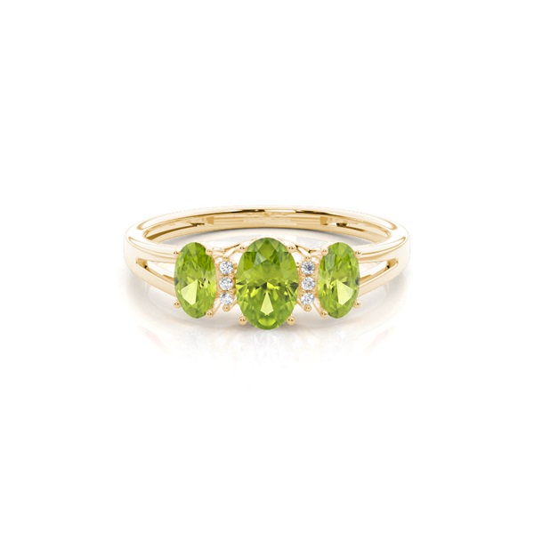 Prong Setting Peridot Three Stone Ring