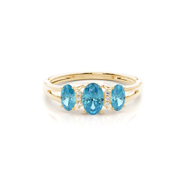 Prong Setting Blue Topaz Three Stone Ring