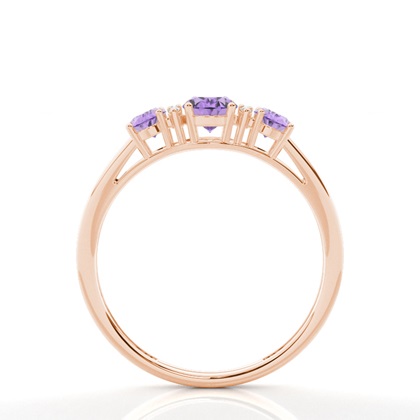 Amethyst-Ring mit drei Steinen in einer Krappenfassung