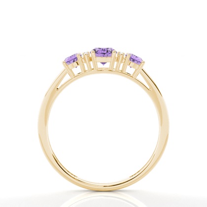 Amethyst-Ring mit drei Steinen in einer Krappenfassung