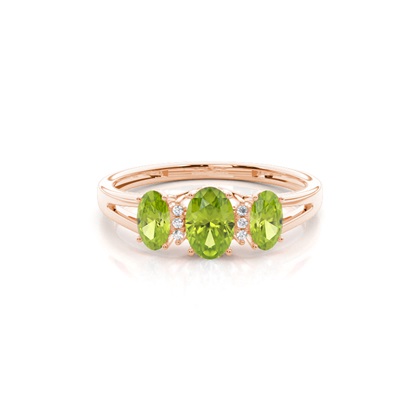 Prong Setting Peridot Three Stone Ring