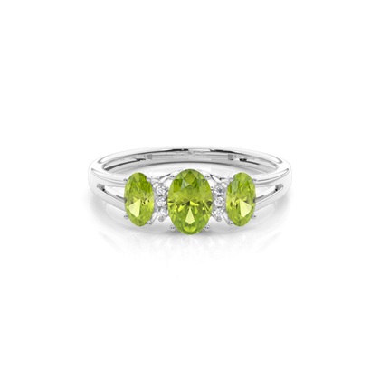 Prong Setting Peridot Three Stone Ring