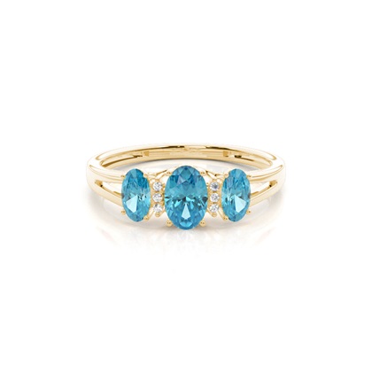 Prong Setting Blue Topaz Three Stone Ring