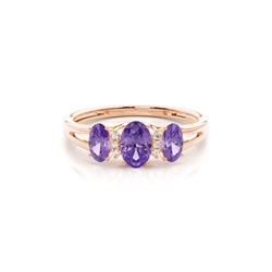 Prong Setting Amethyst Three Stone Ring