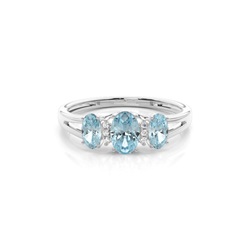 Prong Setting Aquamarine Three Stone Ring