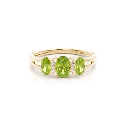 Prong Setting Peridot Three Stone Ring