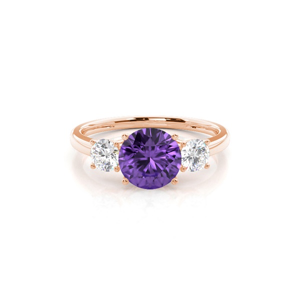 Prong Setting Amethyst Three Stone Ring