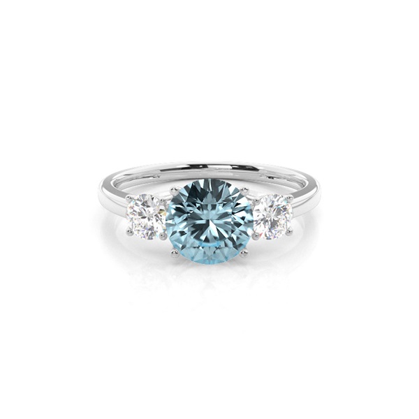 Prong Setting AquamarineThree Stone Ring