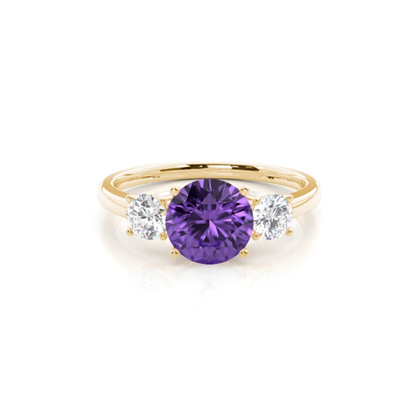 Prong Setting Amethyst Three Stone Ring