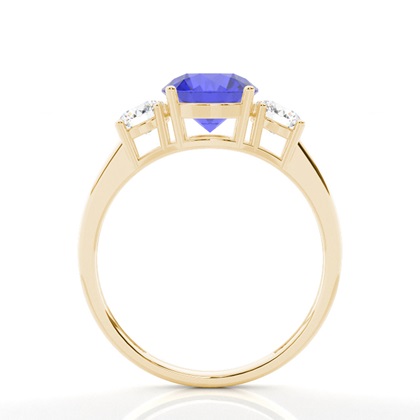 Tansanit-Ring mit drei Steinen in einer Krappenfassung