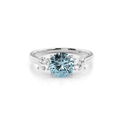 Prong Setting AquamarineThree Stone Ring