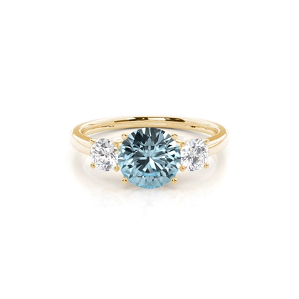 Prong Setting AquamarineThree Stone Ring