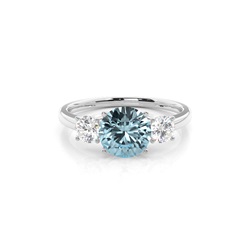 Prong Setting AquamarineThree Stone Ring