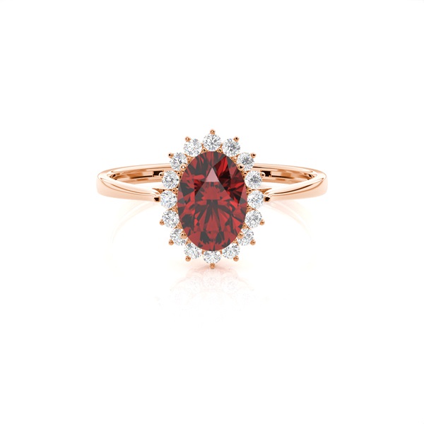 Oval Garnet Halo Engagement Ring