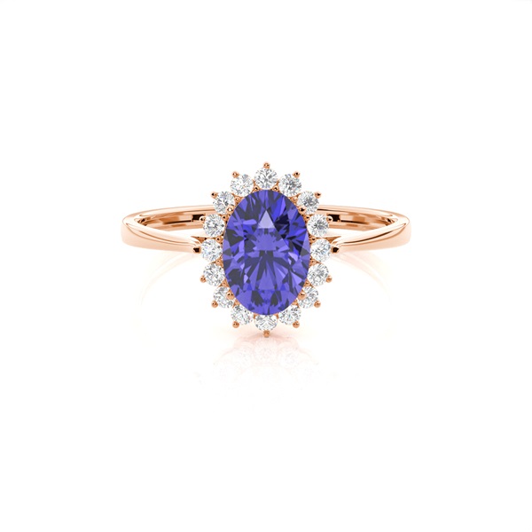 Oval Tanzanite Halo Engagement Ring