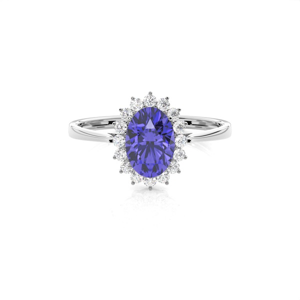 Oval Tanzanite Halo Engagement Ring