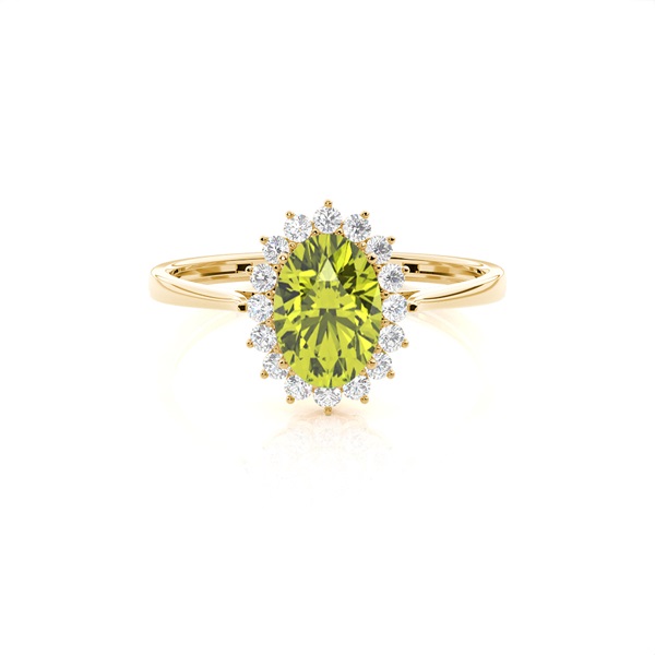 Oval Peridot Halo Engagement Ring
