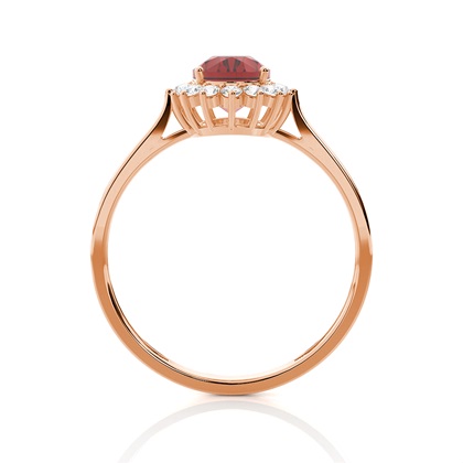 Ovaler Granat Halo Verlobungsring