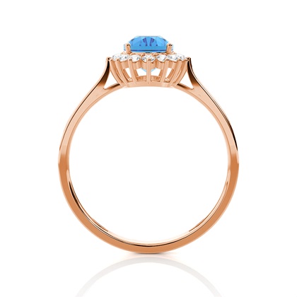 Ovaler Blautopas Halo Verlobungsring