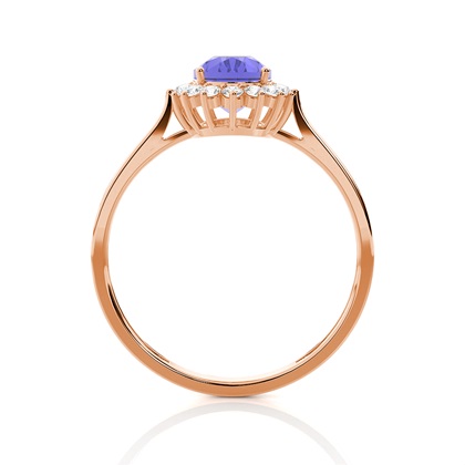 Ovaler Tansanit Halo Verlobungsring