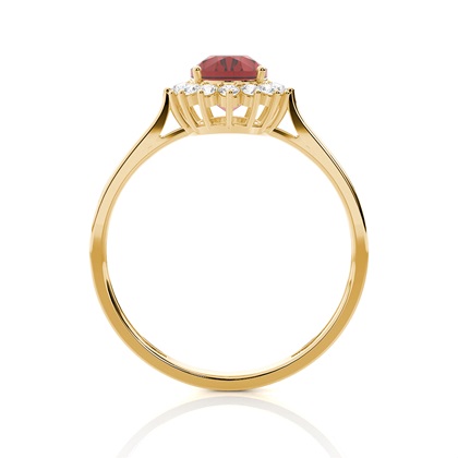 Ovaler Granat Halo Verlobungsring