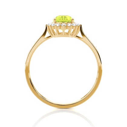 Ovaler Peridot Halo Verlobungsring