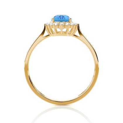 Ovaler Blautopas Halo Verlobungsring