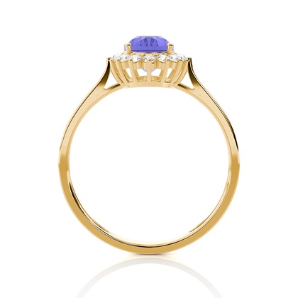 Ovaler Tansanit Halo Verlobungsring