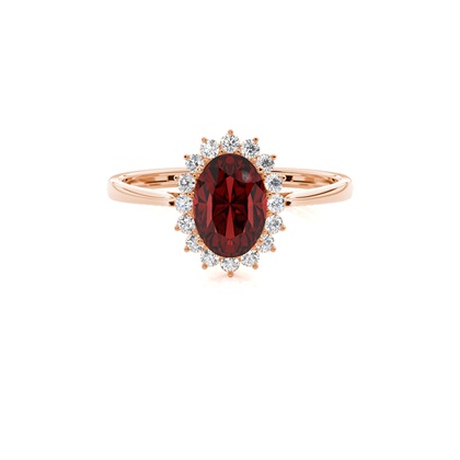 Oval Garnet Halo Engagement Ring