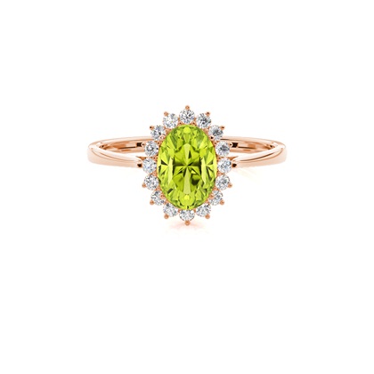 Oval Peridot Halo Engagement Ring