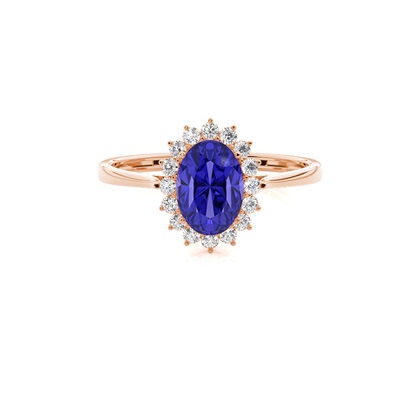 Oval Tanzanite Halo Engagement Ring