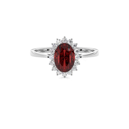 Oval Garnet Halo Engagement Ring