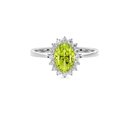 Oval Peridot Halo Engagement Ring