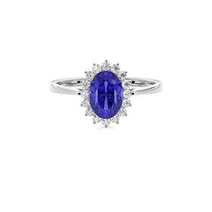 Oval Tanzanite Halo Engagement Ring