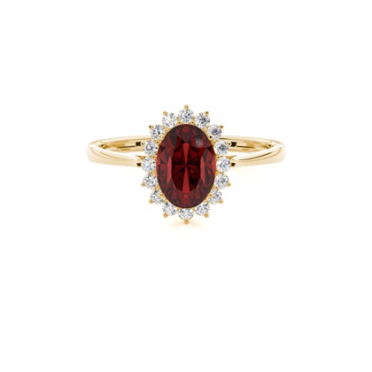 Oval Garnet Halo Engagement Ring