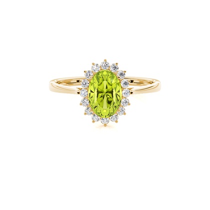 Oval Peridot Halo Engagement Ring