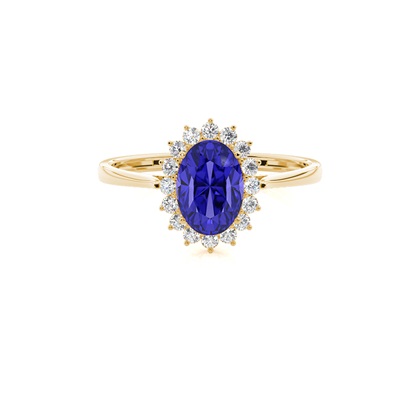 Oval Tanzanite Halo Engagement Ring