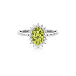 Oval Peridot Halo Engagement Ring