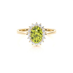 Ovaler Peridot Halo Verlobungsring