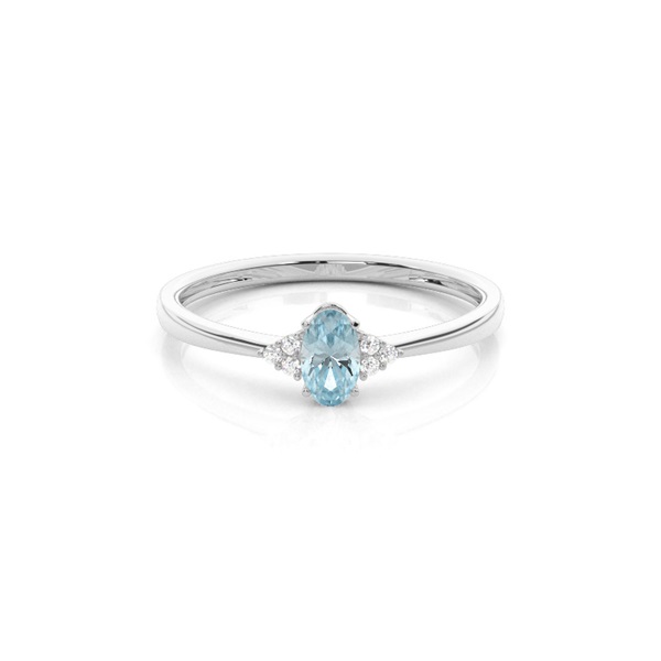 Prong Setting Oval Aquamarine Engagement Ring