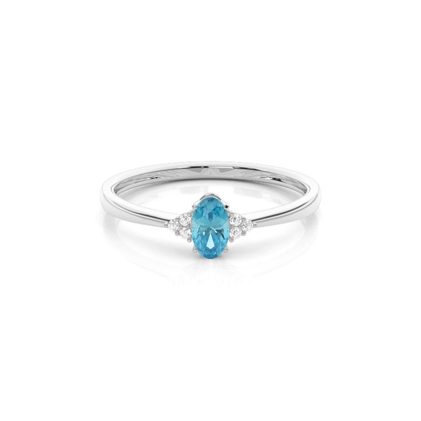 Prong Setting Oval Blue Topaz Engagement Ring