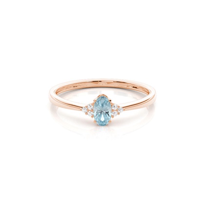 Prong Setting Oval Aquamarine Engagement Ring