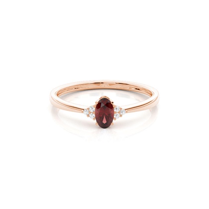 Prong Setting Oval Garnet Engagement Ring