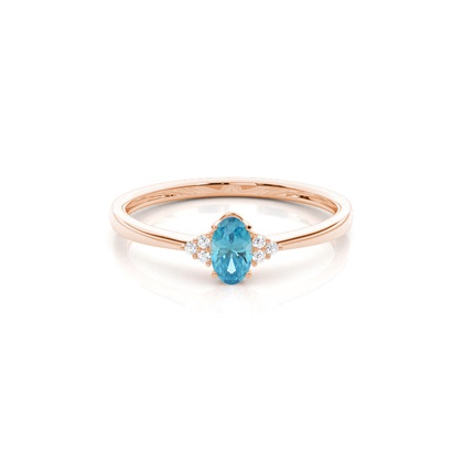 Prong Setting Oval Blue Topaz Engagement Ring