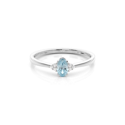 Prong Setting Oval Aquamarine Engagement Ring